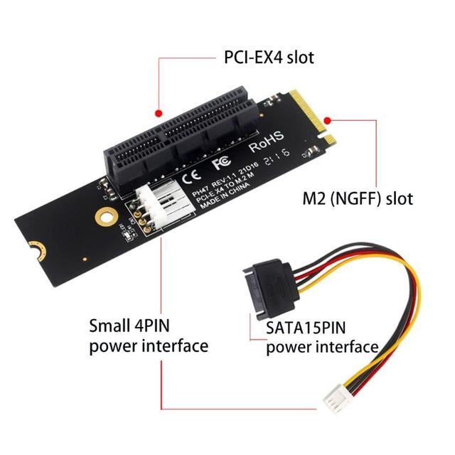 D7YC M.2 NGFF- To PCI-E 4X Riser Card M2 M Key SSD To PCIe X4 Adapter With LED Indicator SATA ICO Riser For Bitcoin Mining