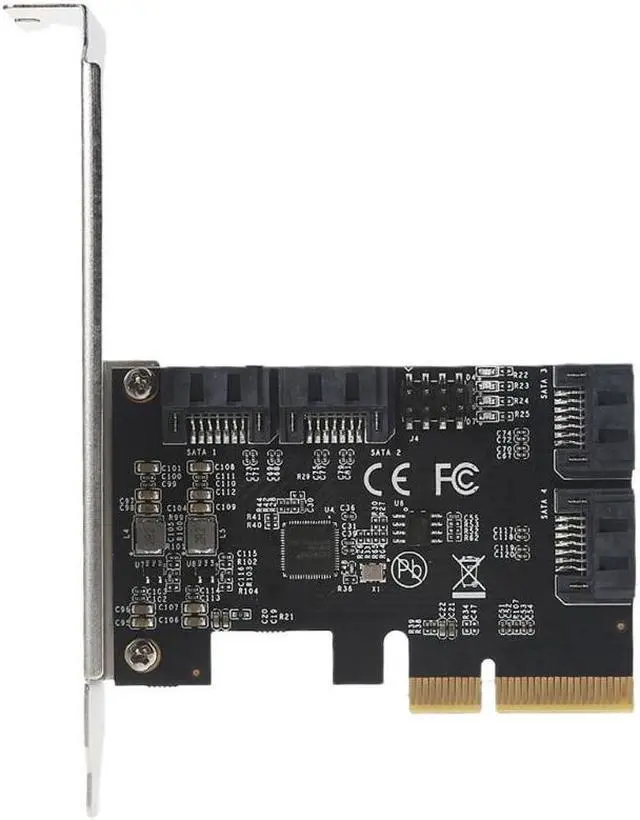 D7YC PCI-E 4X to 4-Port 2x SATA 3.0 Expansion Card Computer Desktop Solid State Mechanical Hard Drive Card Supports