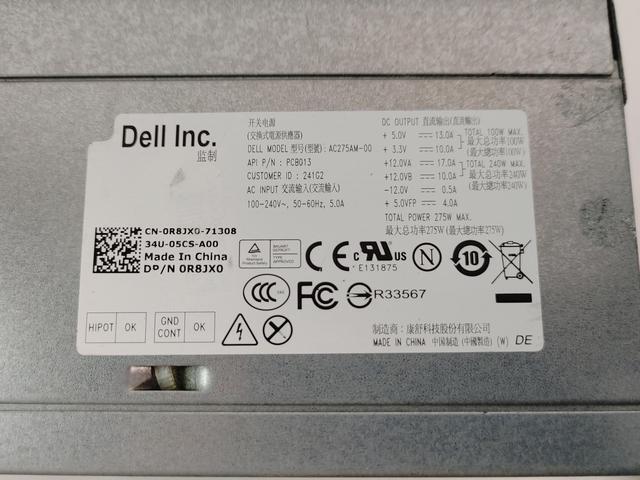 Dell R8Jx0 Dell 275 Watt Power Supply For Optiplex 9010 7010 Mt