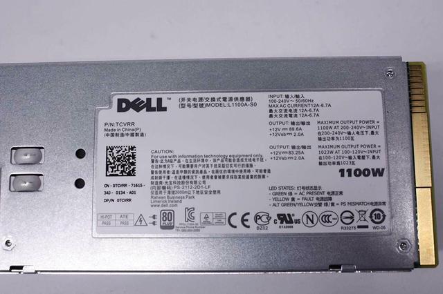 Dell TCVRR PowerEdge T710 T510 T910 R810 1100W Redundant Power Supply L1100A-SO