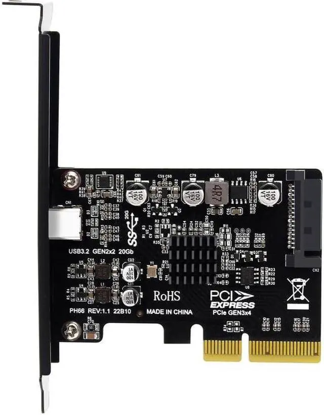 Desktop PCI-E X4 to Type-C Expansion Adapter Type C USB3.2 Gen2×2 20Gbps Fast Adapter with 15Pin Sata Drive-Free ASM3242