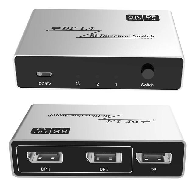 Displayport 1.4 Switch 8K Displayport Bi-direction Splitter Switcher Displayport KVM 2X1 1X2 Display-port 8K 30Hz 4K 120Hz