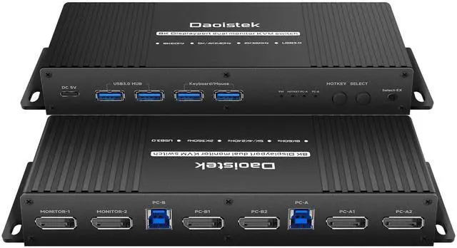 Displayport Kvm Switch 2 Monitors 2 Computers 1440P 240hz Hotkey Switching kvm 2 Monitors 2 Computers displayport 240hz dp kvm Dual Monitor 144hz 165hz 240hz FreeSync G-SYNC