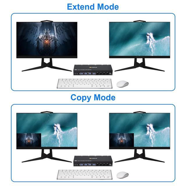 Displayport KVM Switch 4 Computers 2 Monitors 8K 30Hz 4K 144Hz Dual Monitor DP KVM Switch For 4 Computers Share 2 Monitor And 4 USB 3.0 Port Keyboard Mouse Wired Remote And USB Cables Included