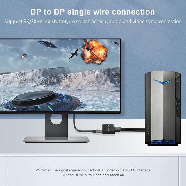 DisplayPort To DisplayPort HDMI Splitter Adapter MST SST 8K 30Hz 4K 120Hz 1 In 2 Out DP1.4 Splitter Dual Monitor Multi Screen