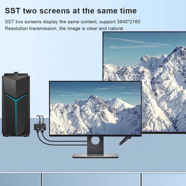 DisplayPort To DisplayPort HDMI Splitter Adapter MST SST 8K 30Hz 4K 120Hz 1 In 2 Out DP1.4 Splitter Dual Monitor Multi Screen
