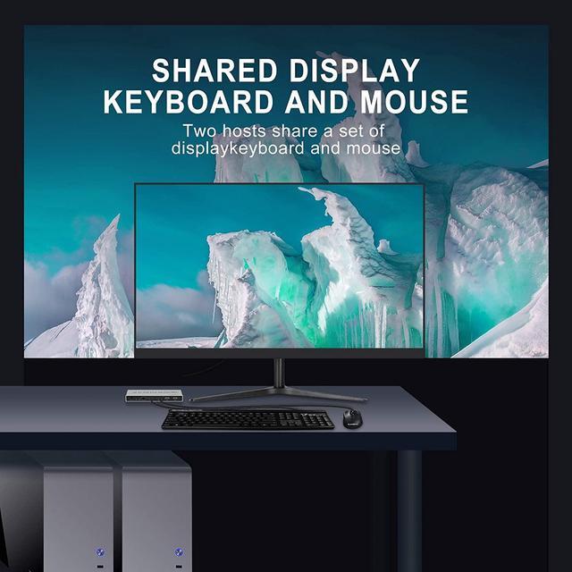 DisplayPort USB KVM Switch 2 Port 4K 60Hz USB And DP Switch For 2 Computers Share Keyboard Mouse Printer Monitor For Laptop PC Xbox HDTV With 2x USB Cable 1x Switch Button Cable 1x Power Cable
