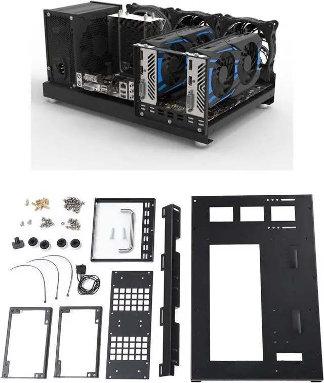 DIY Gaming PC Case Open Frame ATX M ATX ITX with Powerful Cooling System and Handle Steel Motherboard Case Rack Chassis
