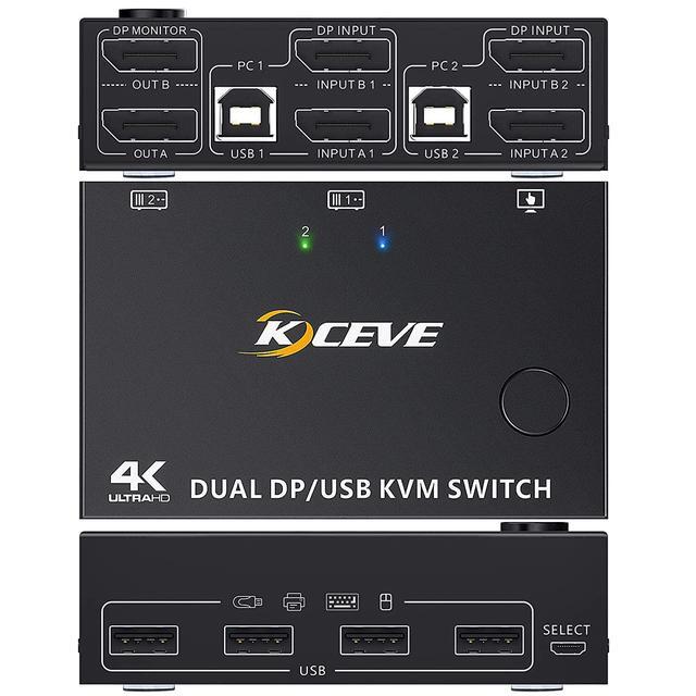 DP KVM Switch 2 Computer 2 Monitors Displayport USB KVM Switch For Two Monitors Supports 4K 60Hz For 2 Computers Share Keyboard Mouse And Monitor