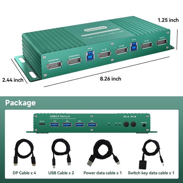 DP Kvm Switch 2 Monitors 2 Computers 144Hz Kvm Switch 2 Monitors 2 Computers Dp 2.1 144hz DP Kvm Switches 2 Port Displayport Kvm Dual Monitor Kvm Switch 2 In 2 Out GiantMatrix