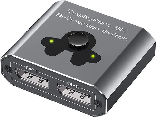 DP1.4 DisplayPort Switch 8K Bi-Directional DisplayPort Splitter 2 in 1 Out/1 in 2 Out Display Port Switcher Supports 8K 60Hz 4K 120Hz for PC Laptop Monitor Projector TV