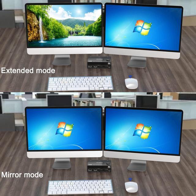 Dual Monitor Displayport+HDMI KVM Switch 4K 60Hz 2K 120Hz HDMI DP Extended Display Switcher USB KVM Switch For 2 Computers Share 2 Monitors And 4 USB 2.0 Ports Wired Remote And 4 Cables Included