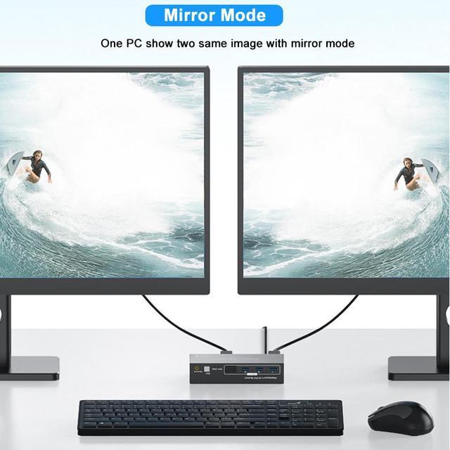Dual Monitor DisplayPort KVM Switch 2 In 2 Out 2 Port Displayport 1.4 KVM Switch For 2 Computers 2 Monitors Share Keyboard Mouse Printer Support 8K 60Hz With 4 Port USB 3.0 Support Desktop Control