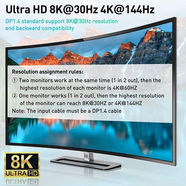 Dual Monitor DisplayPort KVM Switch 8K 30Hz For 2 PCs 2 Monitors USB 3.0 DP1.4 KVM Switch 2 Displayport In Displayport + HDMI Out Backnward Compatible DP1.2 With DP+USB Cables And Wired Controller