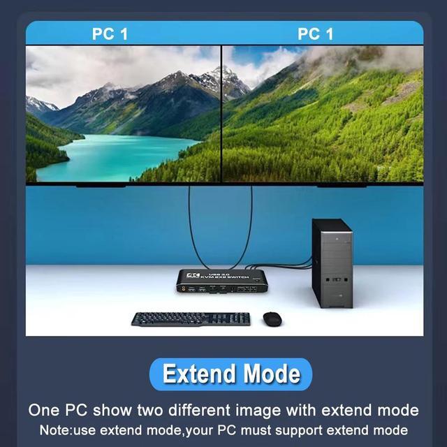 Dual Monitor HDMI-compatible USB 3.0 KVM Switch 4K 60Hz 2 Port Dual Monitor KVM HDMI Extended Display USB KVM Switcher 2 In 2 Out For 2 Computers Share 2 Monitors