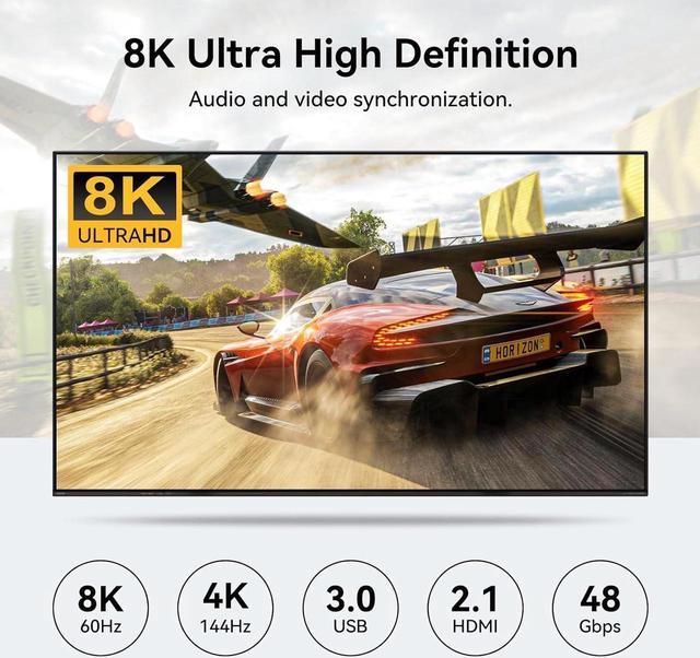 Dual Monitor HDMI KVM Switch 4 In 2 Out 4K 120Hz 8K 60Hz HDMI USB KVM Switcher For 4 Computers 2 Monitors With 4X USB 3.0 Ports Support Windows MacOS Linux Unix