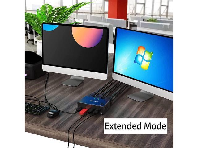 Dual Monitor KVM Switch HDMI 2 Port 4K 30Hz 2 In 2 Out 2 Monitor KVM Switch USB HDMI Extended Display Switcher For 2 PCs Share 2 Monitors And 4 USB 2.0 Hub Desktop Controller And USB Cables Included