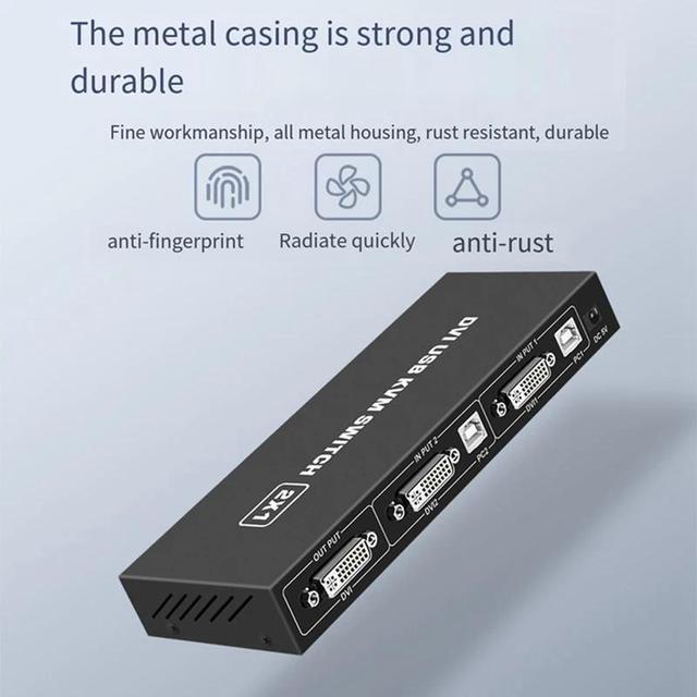 DVI KVM Switch KVM Switch 2 In 1 Out For 2 Computers Share Keyboard Mouse And USB 2.0 Devices Support 1920 * 1080P 60Hz (4K*2K 30Hz)