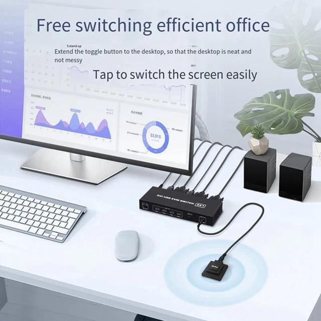 DVI KVM Switch KVM Switch 2 In 1 Out For 2 Computers Share Keyboard Mouse And USB 2.0 Devices Support 1920 * 1080P 60Hz (4K*2K 30Hz)