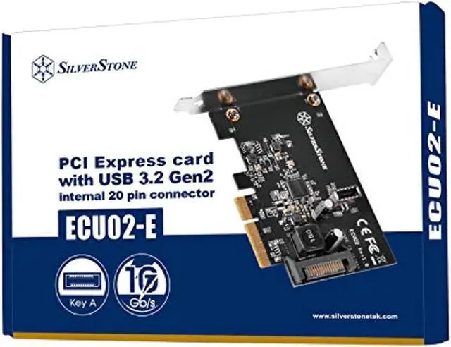 ecu02-e pci express card with usb 3.2 gen 2 internal 20 pin key-a connector 5v via sata 15pin power connector low profile - pci