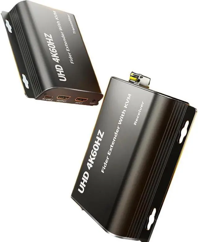 ESTONE 4K 60Hz HDMI Over LC Fiber Optic Extender with KVM USB and IR Control Full HD 4K HDMI to LC Single Mode Fiber Optic Cable up to 12.4mile/20Km Support HDMI Loop A Pair