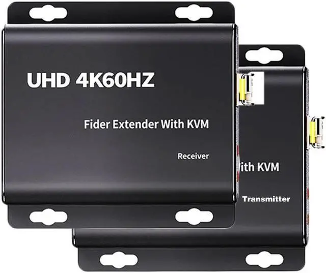 ESTONE 4K HDMI KVM Extender Fiber Converters LC Up to 20Km HDMI USB KVM Over Fiber Extender Uncompressed 10G SFP Transceivers Included Support KVM 4Kx2K IR Control Transmitter and Receiver