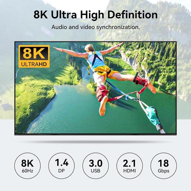 ESTONE 8K 60Hz HDMI+DisplayPort Dual Monitor Kvm Switch 2 Monitors 4 Computers 4K 120Hz USB 3.0 Extended Display KVM Switcher With 4 USB3.0 Ports Wired Controller