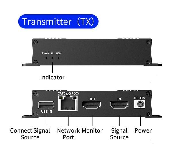 ESTONE HDMI KVM USB Extender 4K 60Hz HDMI KVM USB Extender Over Cat5/6 Ethernet Cable Signal Extension To 196FT/60M Support USB Keyboard Mouse Plug & Play (Transmitter And Receiver)