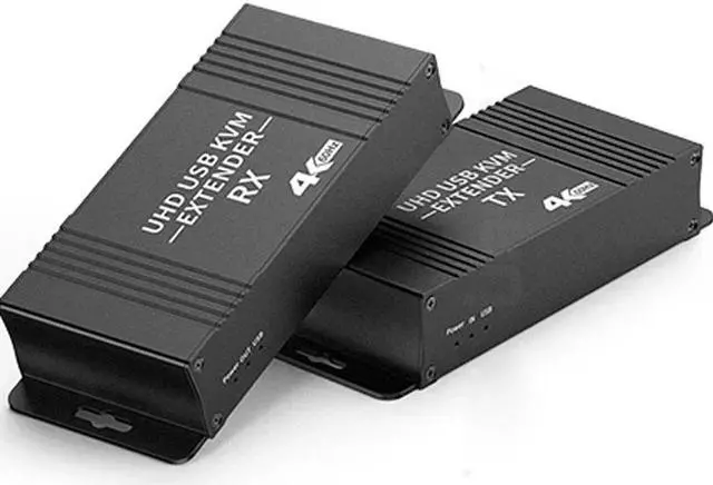 ESTONE HDMI KVM USB Extender 4K 60Hz HDMI KVM USB Extender Over Cat5/6 Ethernet Cable Signal Extension to 196FT/60M Support USB Keyboard Mouse Plug & Play (Transmitter and Receiver)