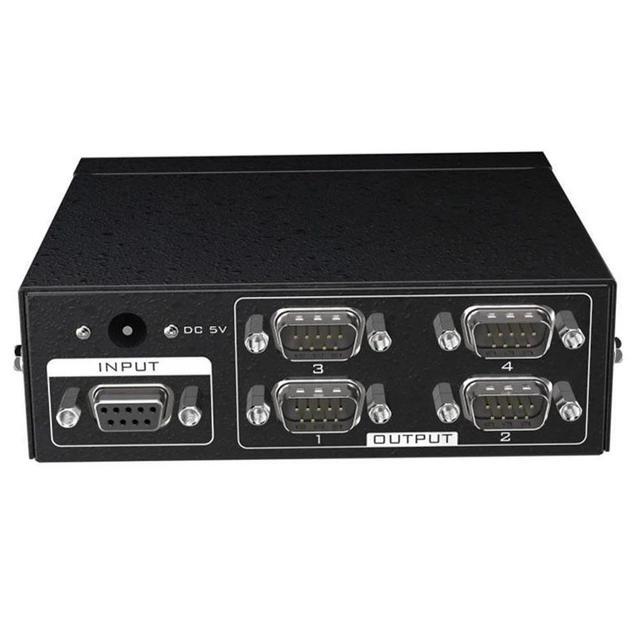 (EU Plug)(4 Port)4 Port Active Serial RS232 Splitter 1 To 4 RS232 Bi-direction Switcher Splitter 4 To 1 Support Bidirectional Transmission