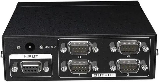 (EU Plug)(4 port)4 Port Active Serial RS232 Splitter 1 to 4 RS232 bi-direction Switcher Splitter 4 to 1 Support Bidirectional Transmission