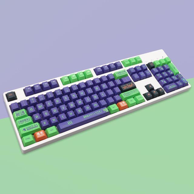 Evangelion EVA 01 Keycaps 140 PBT Keycaps For Mechanical Keyboard Suitable For Cherry Original Switches
