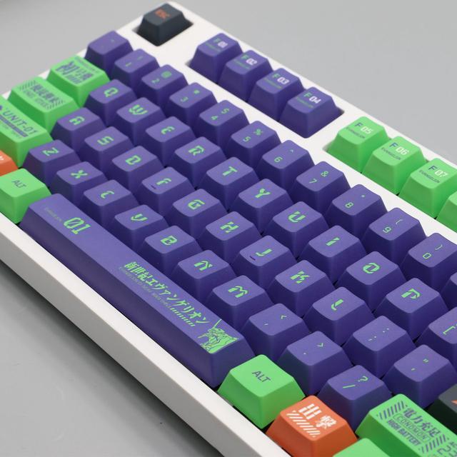 Evangelion EVA 01 Keycaps 140 PBT Keycaps For Mechanical Keyboard Suitable For Cherry Original Switches