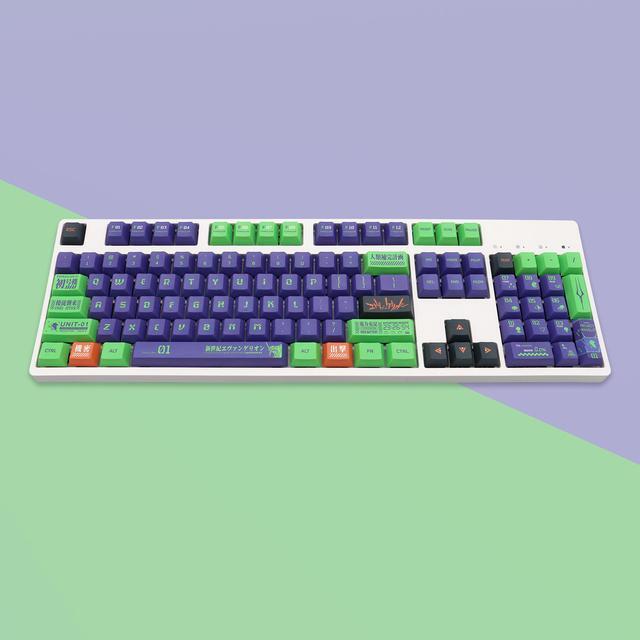 Evangelion EVA 01 Keycaps 140 PBT Keycaps For Mechanical Keyboard Suitable For Cherry Original Switches