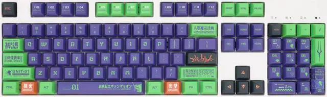 Evangelion EVA 01 Keycaps 140 PBT Keycaps for Mechanical Keyboard Suitable for Cherry original Switches