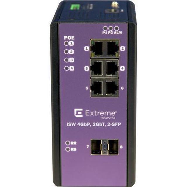 Extreme Networks 16803 Extremeswitching Industrial Ethernet Switches Isw 4Gbp 2Gbt 2-Sfp - Switch - Managed - 4 X 10/100/1000 (Poe+) + 2 X Sfp + 2 X 10/100/1000 - Din Rail Mountable Wall-Mountable