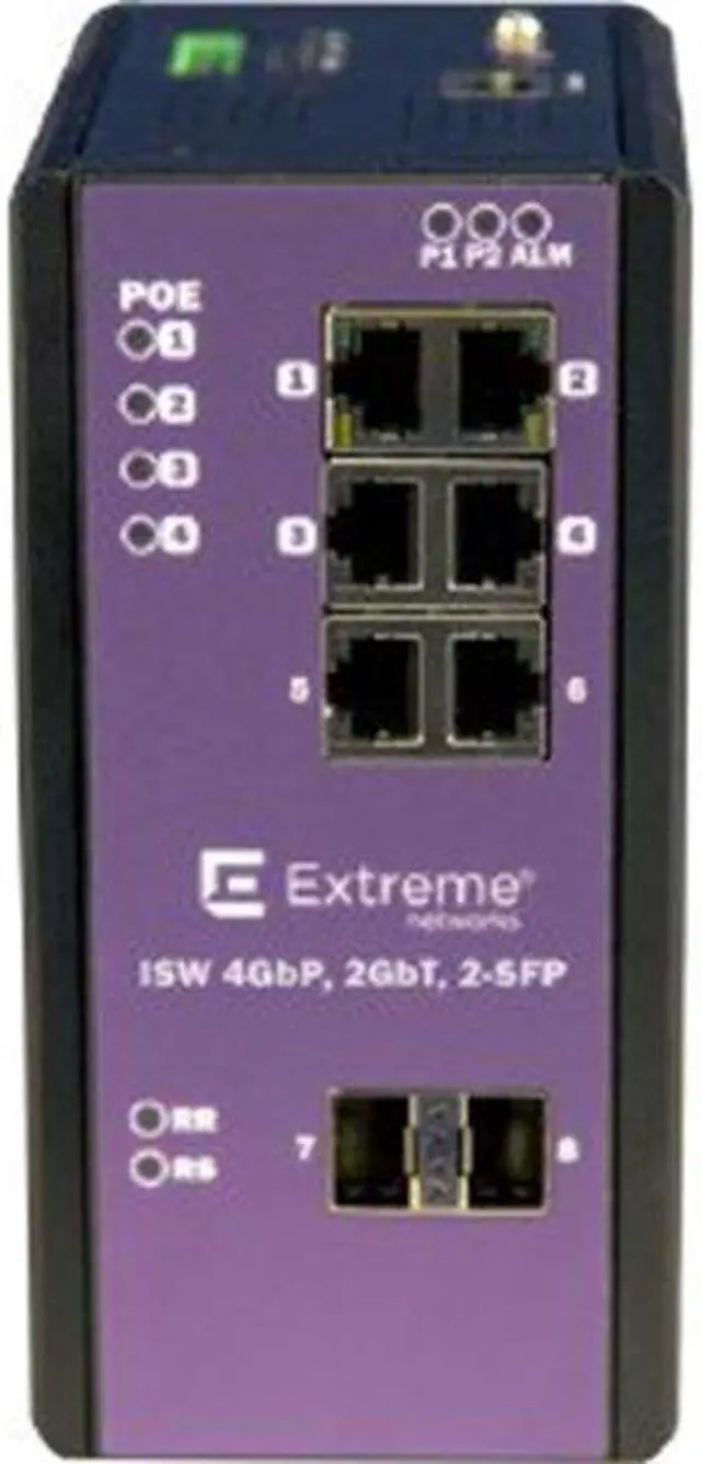 Extreme Networks 16803 Extremeswitching Industrial Ethernet Switches Isw 4Gbp 2Gbt 2-Sfp - Switch - Managed - 4 X 10/100/1000 (Poe+) + 2 X Sfp + 2 X 10/100/1000 - Din Rail Mountable Wall-Mountable