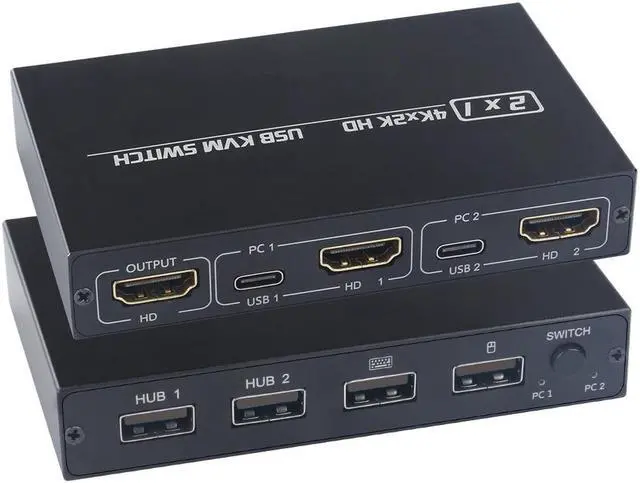 For 2 PC Sharing Keyboard Mouse Printer Plug and Paly Out 4KUSB 2.0 HDMI-compatible KVM Switch Video Display USB Switch Splitter