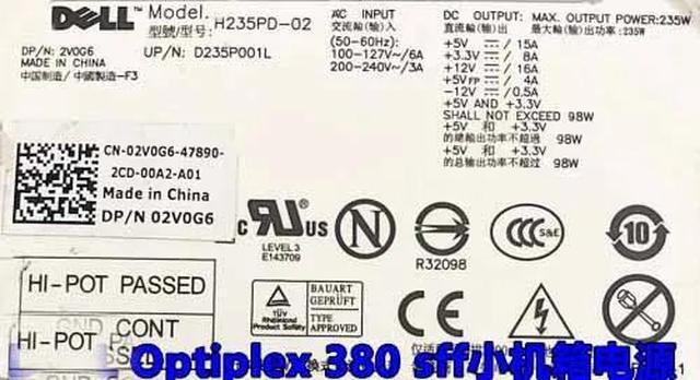 For Dell 380 SFF H235PD-02 2V0G6 D235P001L 235W Power Supply