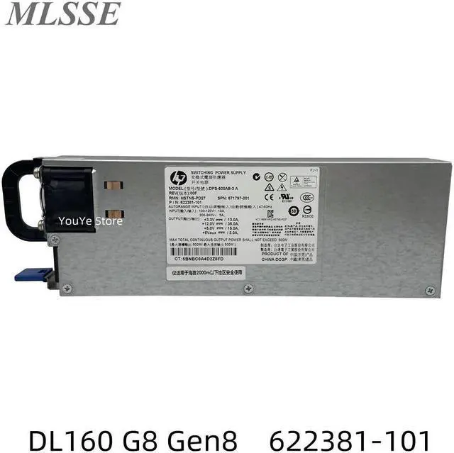 For DL160 G8 Gen8 500W Server Power Supply DPS-500AB-3 A 622381-101 671797-001 Full ping