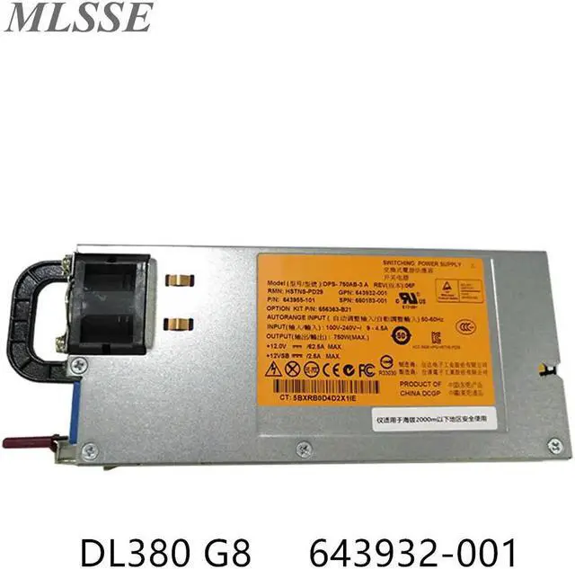 For DL380 G8 750W Server Power Supply DPS-750AB-3 A 643932-001 643955-201 660183-001 656363-B21 Tested