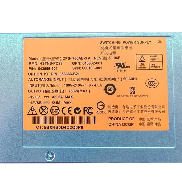 For DL380G8 Server 750W Switching Power Supply Module 12V DPS-750AB-3A HSTNS-PD29 643932-001 643955-101 660183-001