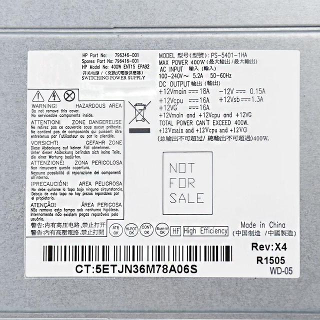 For H-P Z240 Workstation Power Supply 400W PS-5401-1HA 796346-001 796416-001 PCE009 Psu