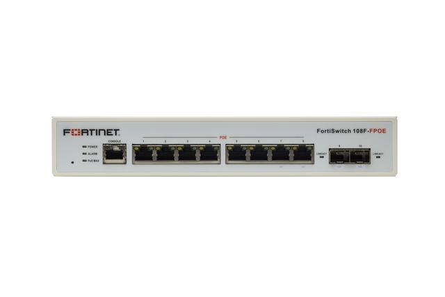 FortiSwitch-108F-FPOE L2+ Management Switch With 8xGE + 2xSFP + 1xRJ45 Console And Automatic Limited 130W POE