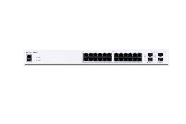 FortiSwitch-124F-FPOE Layer 2 FortiGate Switch Controller Compatible PoE+ Switch With 24x 1G RJ45 With PoE+ And 4x 10G/1G SFP+/SFP Ports And 1x RJ45 Console Port. Max 370W PoE Output Limit With Smart Fan/temperature Control