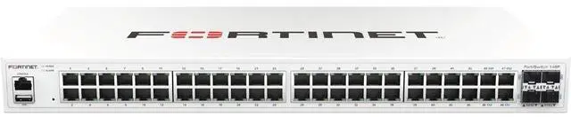 FortiSwitch-148F Layer 2 FortiGate switch controller compatible switch with 48x 1G RJ45 and 4x 10G/1G SFP+/SFP ports and 1x RJ45 console port