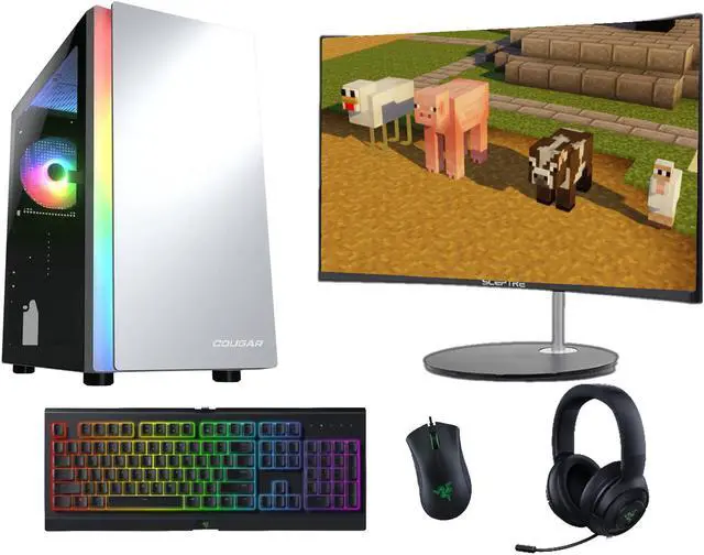 Gaming Computer Bundle RTX 3060 12GB i5 Windows 11 Pro 16GB RAM 256GB SSD Curved Monitor & Razer Keyboard Mouse and Headset