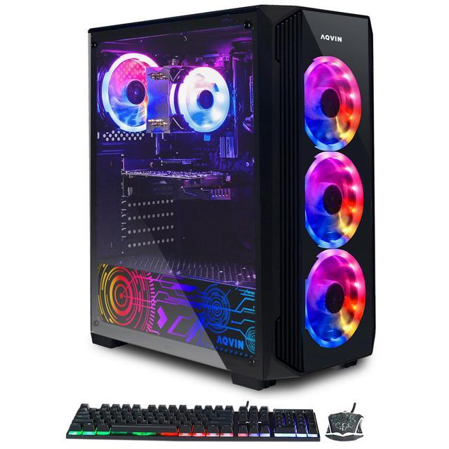Gaming PC Tower AQVIN ZForce Desktop - Intel I7 Processor Upto 4.60 GHz / NVIDIA RTX 3060 12GB GDDR6 Gaming GPU / 2TB SSD - 32GB DDR4 RAM / Windows 11 Pro / RGB Gaming Keyboard & Mouse / WiFi