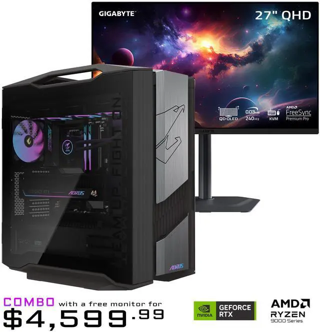 GIGABYTE AORUS Gaming Desktop PC AMD Ryzen 7 9800X3D AORUS RTX 5090 64GB DDR5 RAM 2TB Gen5 NVMe SSD Windows 11 Home AORUS SUPREME 5 AS5A7N9-5000