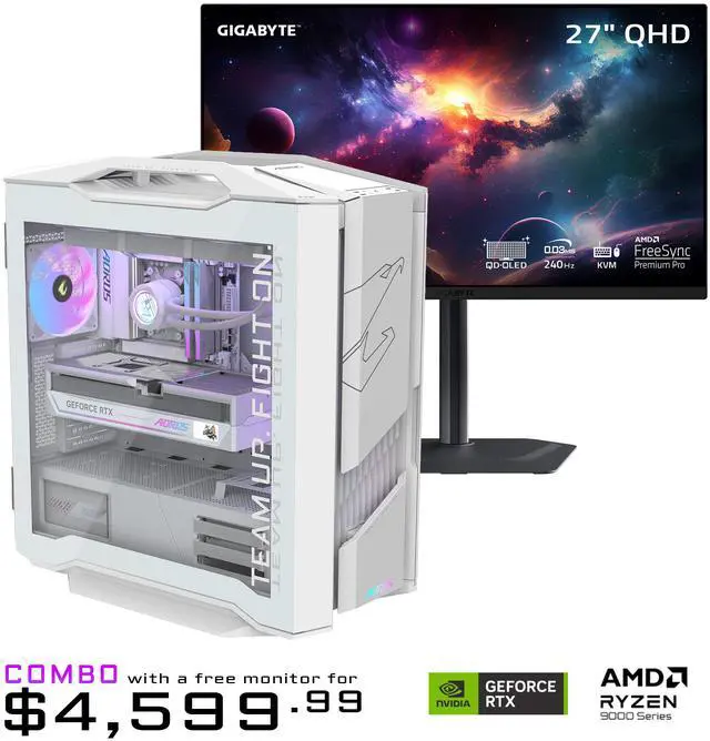 GIGABYTE AORUS Gaming Desktop PC AMD Ryzen 7 9800X3D AORUS RTX 5090 64GB DDR5 RAM 2TB Gen5 NVMe SSD Windows 11 Home AORUS SUPREME 5 ICE AS5IA7N9-5002